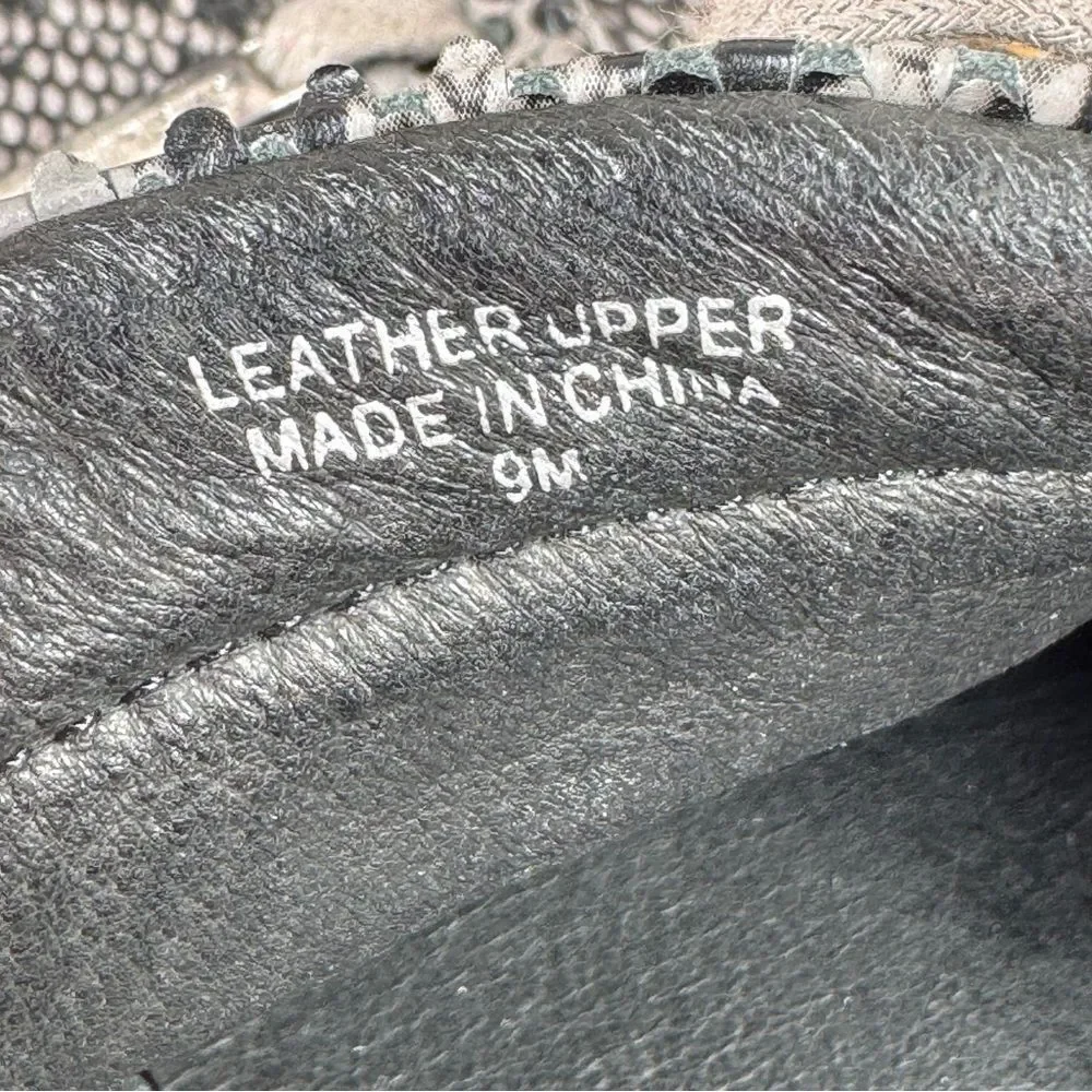 J/Slides Lacee Leather Snake‎ Lace Up Sneakers Dark Grey 9